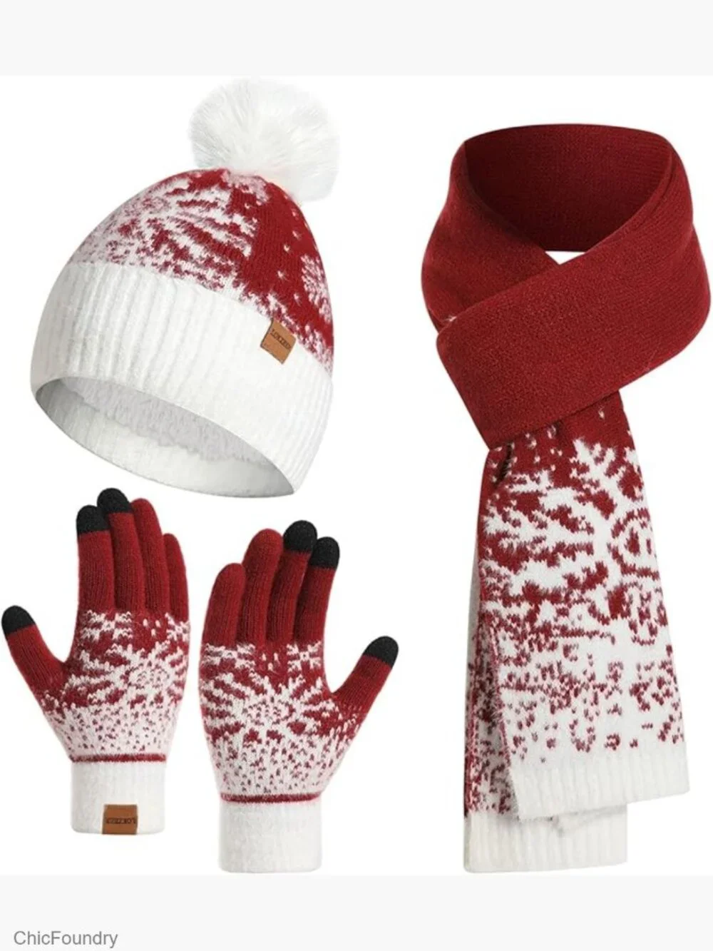 Kids Winter Hat Gloves Scarf Set Fleece Lined Beanie Pom Knit Neck Warmer